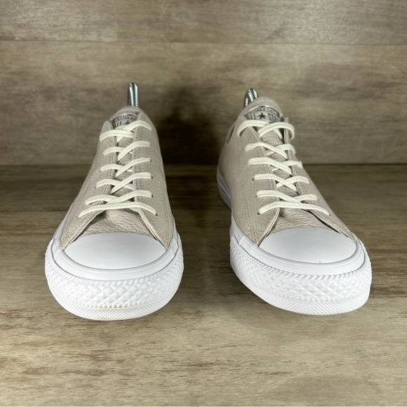NEW Converse Chuck Taylor All Star OX Leather Sneaker Pale Putty Silver Women 8 - Picture 5 of 13